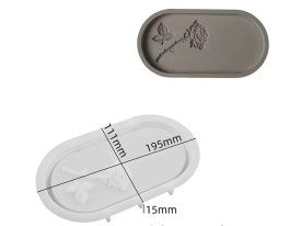 Molde silicona bandeja oval chica rosa con hoja